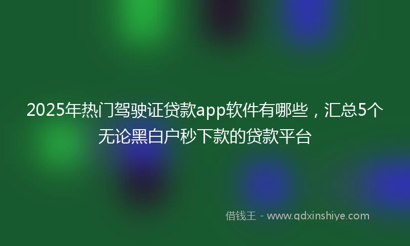 2025年热门驾驶证贷款app软件有哪些，汇总5个无论黑白户秒下款的贷款平台