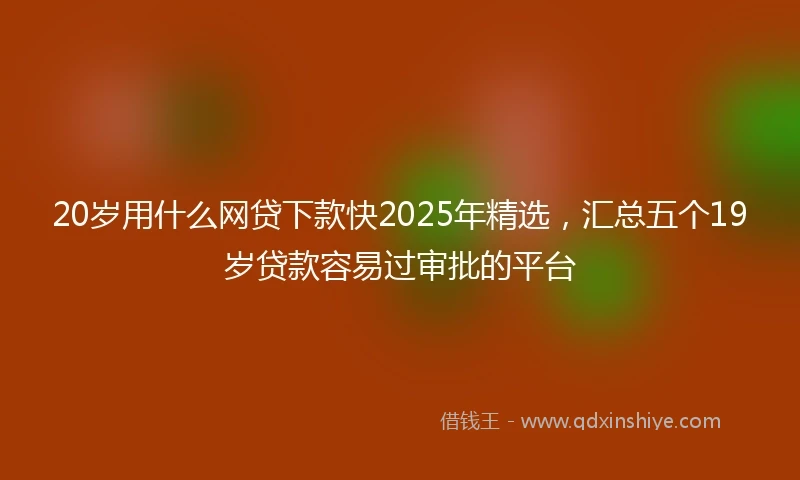20岁用什么网贷下款快2025年精选，汇总五个19岁贷款容易过审批的平台