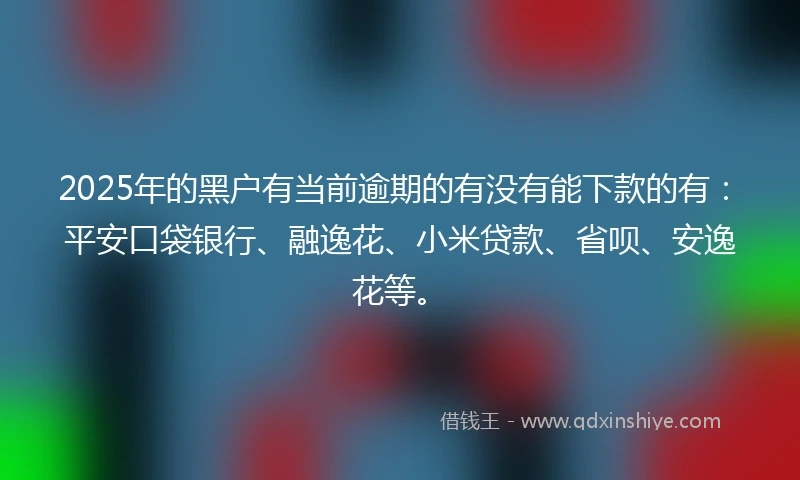 2025年的黑户有当前逾期的有没有能下款的有：平安口袋银行、融逸花、小米贷款、省呗、安逸花等。
