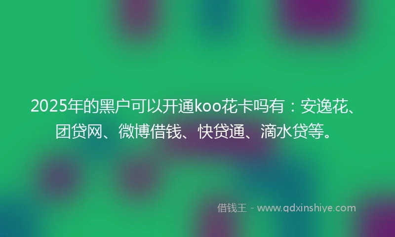 2025年的黑户可以开通koo花卡吗有：安逸花、团贷网、微博借钱、快贷通、滴水贷等。