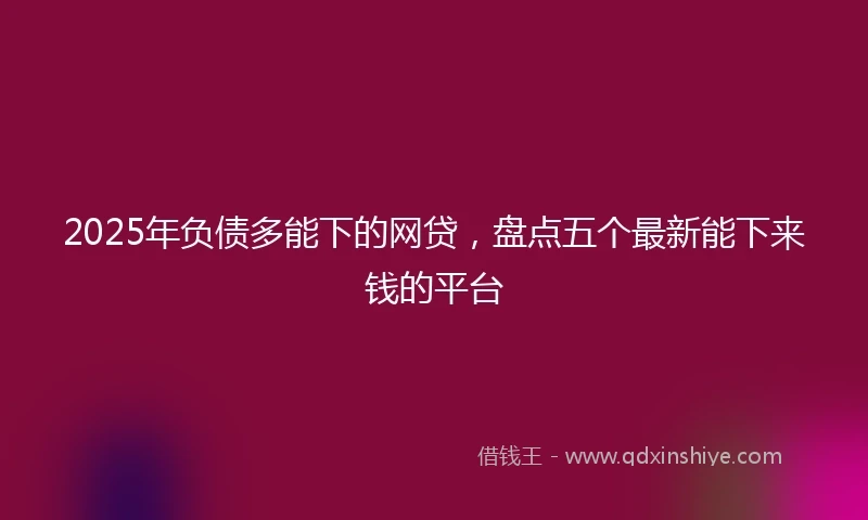 2025年负债多能下的网贷，盘点五个最新能下来钱的平台