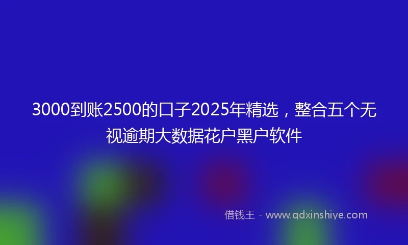 3000到账2500的口子2025年精选，整合五个无视逾期大数据花户黑户软件