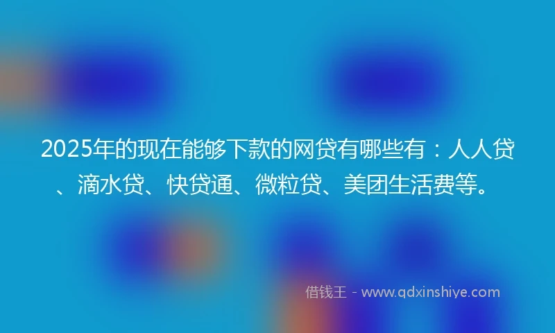 2025年的现在能够下款的网贷有哪些有：人人贷、滴水贷、快贷通、微粒贷、美团生活费等。