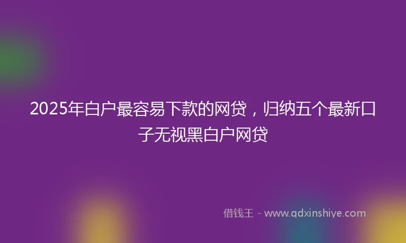 2025年白户最容易下款的网贷，归纳五个最新口子无视黑白户网贷