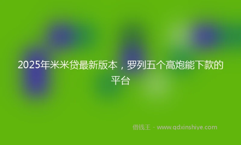 2025年米米贷最新版本，罗列五个高炮能下款的平台