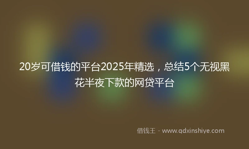 20岁可借钱的平台2025年精选，总结5个无视黑花半夜下款的网贷平台