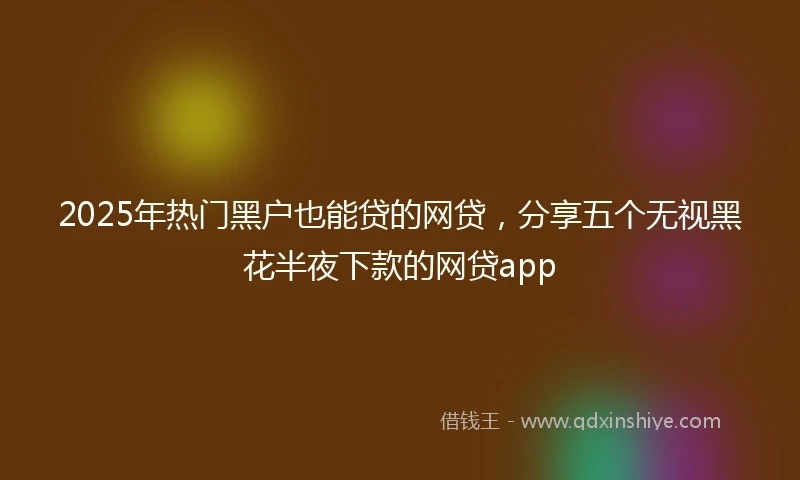 2025年热门黑户也能贷的网贷，分享五个无视黑花半夜下款的网贷app