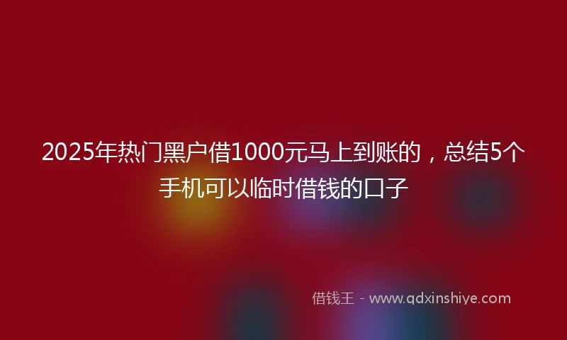2025年热门黑户借1000元马上到账的，总结5个手机可以临时借钱的口子