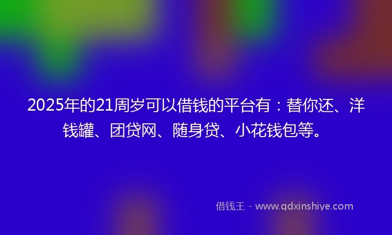 2025年的21周岁可以借钱的平台有：替你还、洋钱罐、团贷网、随身贷、小花钱包等。