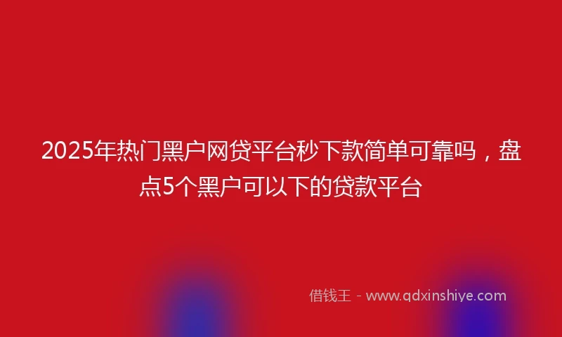 2025年热门黑户网贷平台秒下款简单可靠吗，盘点5个黑户可以下的贷款平台