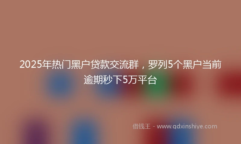 2025年热门黑户贷款交流群，罗列5个黑户当前逾期秒下5万平台
