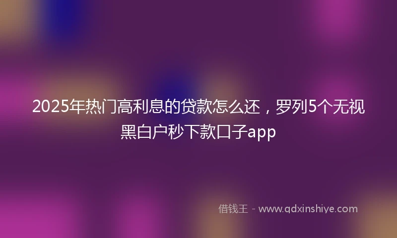 2025年热门高利息的贷款怎么还，罗列5个无视黑白户秒下款口子app