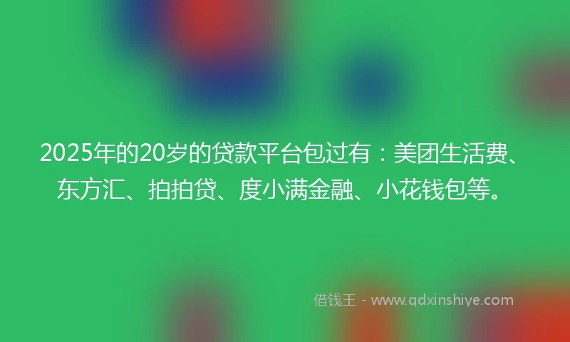 2025年的20岁的贷款平台包过有：美团生活费、东方汇、拍拍贷、度小满金融、小花钱包等。