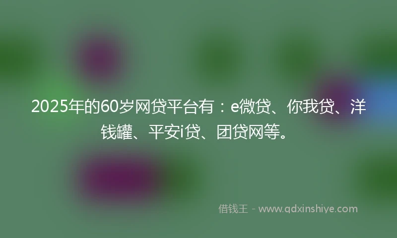 2025年的60岁网贷平台有：e微贷、你我贷、洋钱罐、平安i贷、团贷网等。