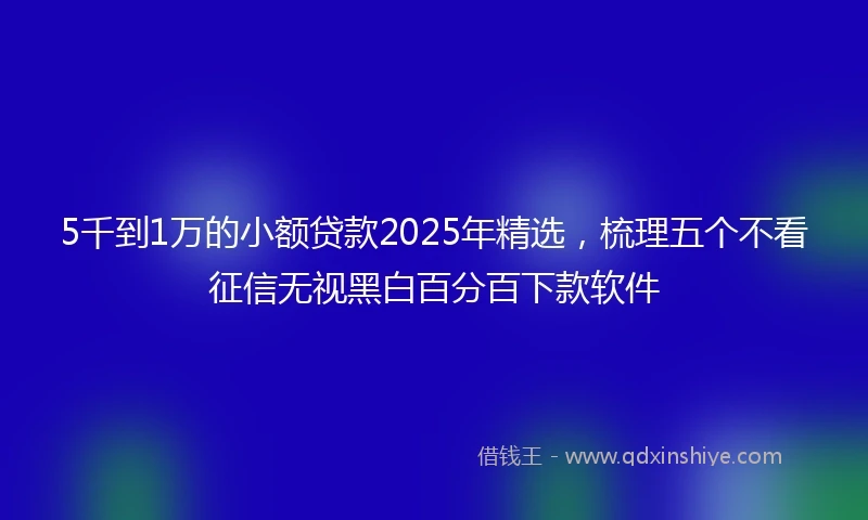 5千到1万的小额贷款2025年精选，梳理五个不看征信无视黑白百分百下款软件