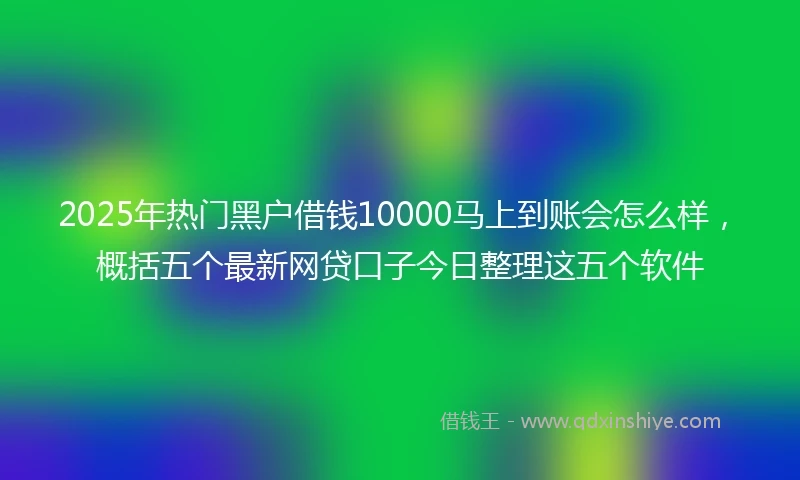 2025年热门黑户借钱10000马上到账会怎么样，概括五个最新网贷口子今日整理这五个软件