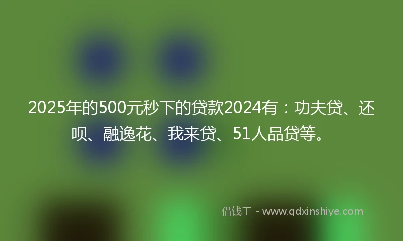 2025年的500元秒下的贷款2024有：功夫贷、还呗、融逸花、我来贷、51人品贷等。