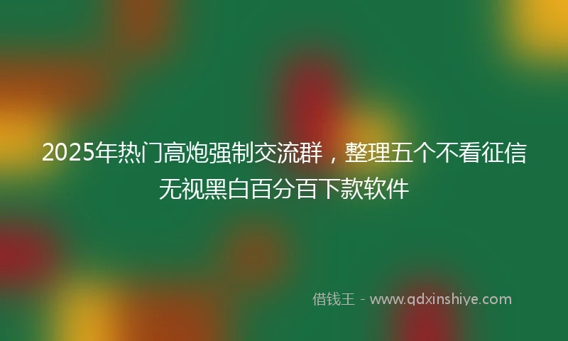 2025年热门高炮强制交流群，整理五个不看征信无视黑白百分百下款软件