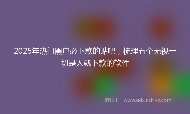 2025年热门黑户必下款的贴吧，梳理五个无视一切是人就下款的软件