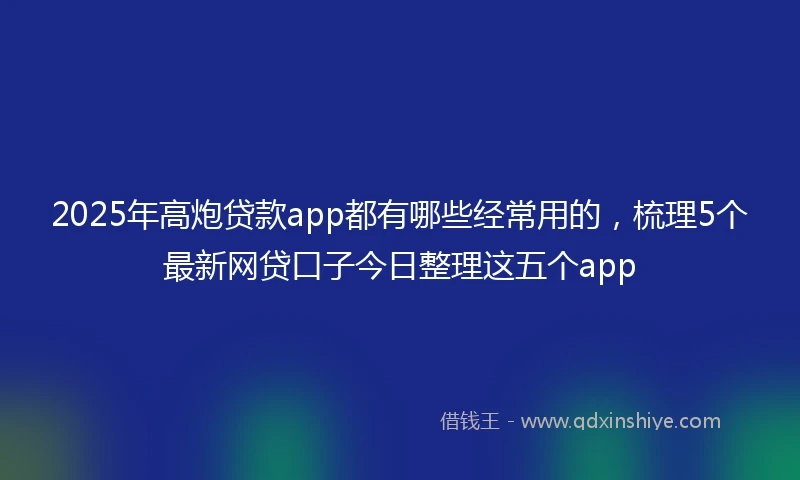 2025年高炮贷款app都有哪些经常用的，梳理5个最新网贷口子今日整理这五个app