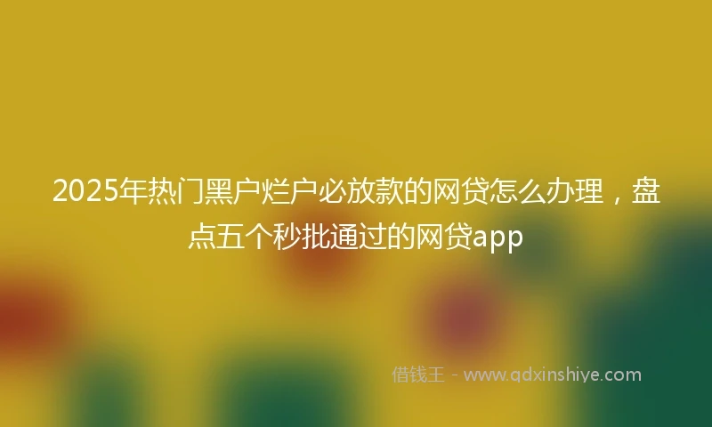 2025年热门黑户烂户必放款的网贷怎么办理，盘点五个秒批通过的网贷app