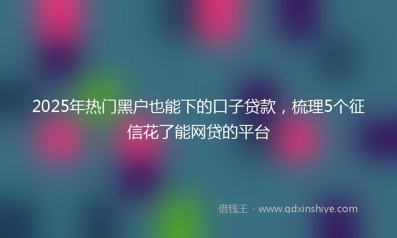 2025年热门黑户也能下的口子贷款，梳理5个征信花了能网贷的平台