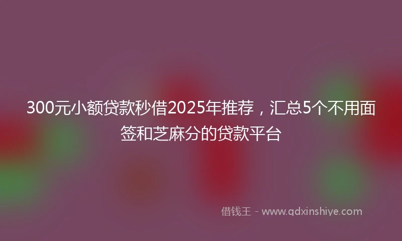 300元小额贷款秒借2025年推荐，汇总5个不用面签和芝麻分的贷款平台