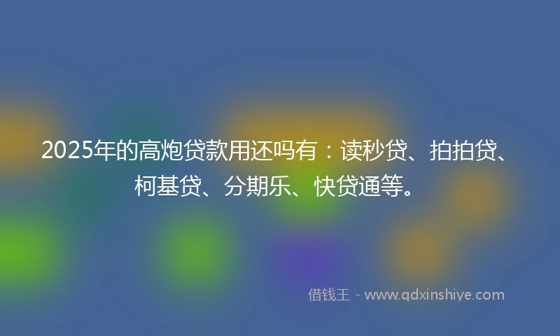 2025年的高炮贷款用还吗有：读秒贷、拍拍贷、柯基贷、分期乐、快贷通等。