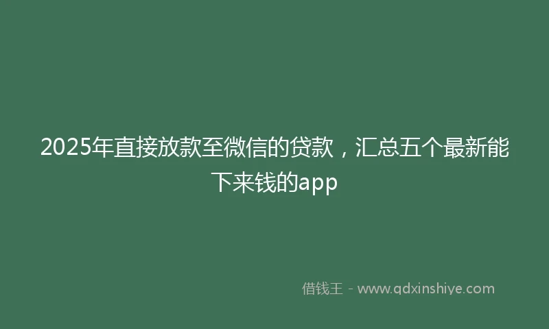 2025年直接放款至微信的贷款，汇总五个最新能下来钱的app