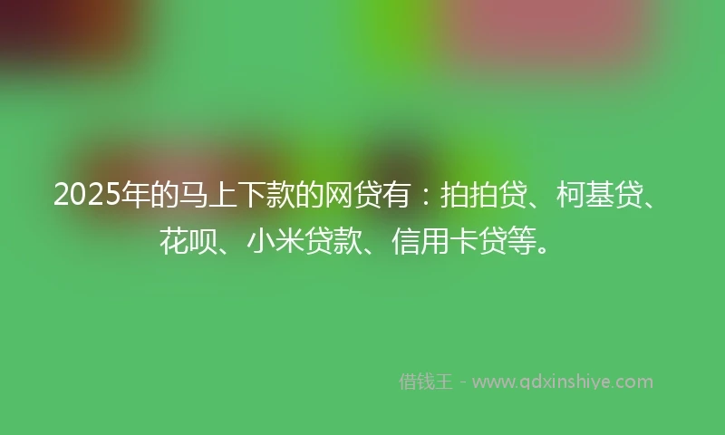 2025年的马上下款的网贷有：拍拍贷、柯基贷、花呗、小米贷款、信用卡贷等。