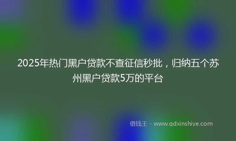 2025年热门黑户贷款不查征信秒批，归纳五个苏州黑户贷款5万的平台