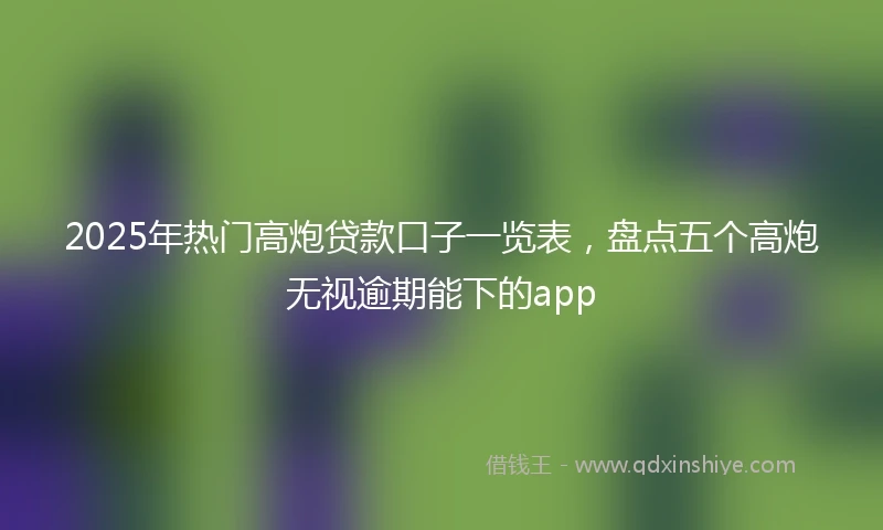 2025年热门高炮贷款口子一览表，盘点五个高炮无视逾期能下的app