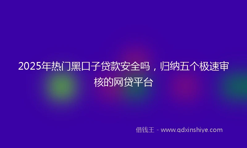 2025年热门黑口子贷款安全吗，归纳五个极速审核的网贷平台