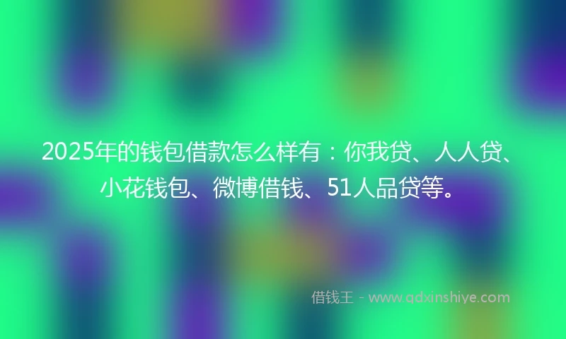 2025年的钱包借款怎么样有：你我贷、人人贷、小花钱包、微博借钱、51人品贷等。