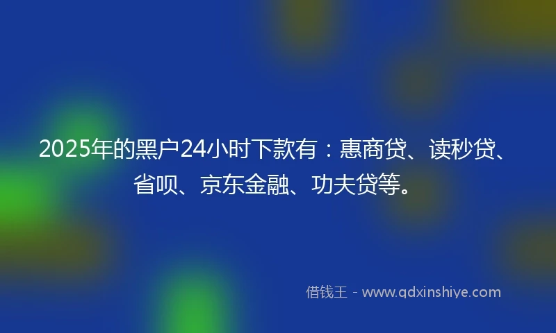 2025年的黑户24小时下款有：惠商贷、读秒贷、省呗、京东金融、功夫贷等。