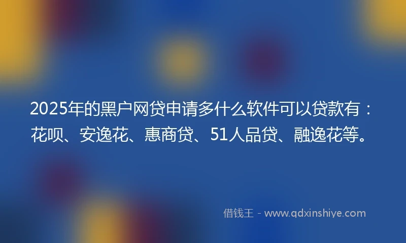 2025年的黑户网贷申请多什么软件可以贷款有：花呗、安逸花、惠商贷、51人品贷、融逸花等。