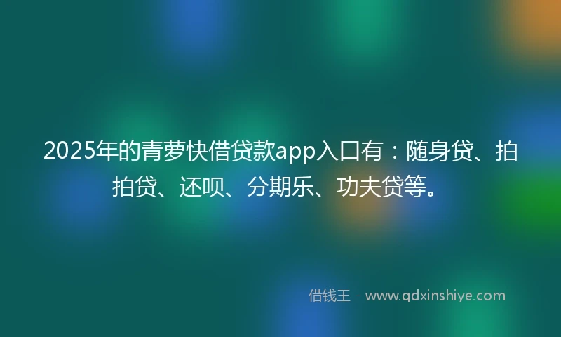 2025年的青萝快借贷款app入口有：随身贷、拍拍贷、还呗、分期乐、功夫贷等。