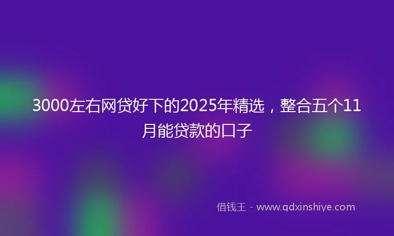 3000左右网贷好下的2025年精选，整合五个11月能贷款的口子