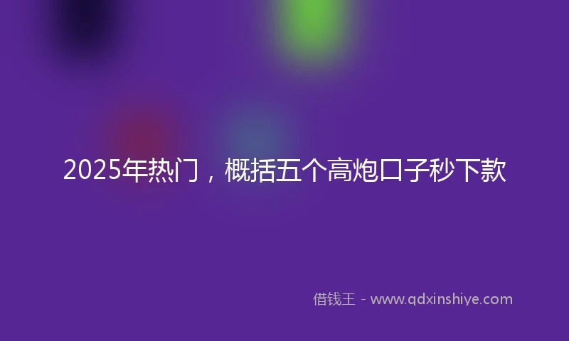 2025年热门，概括五个高炮口子秒下款
