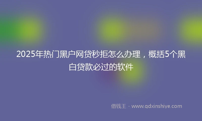 2025年热门黑户网贷秒拒怎么办理，概括5个黑白贷款必过的软件