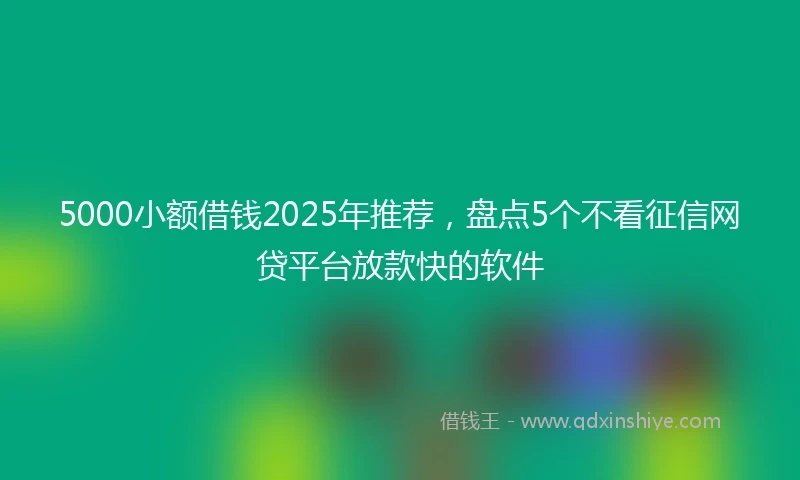 5000小额借钱2025年推荐，盘点5个不看征信网贷平台放款快的软件