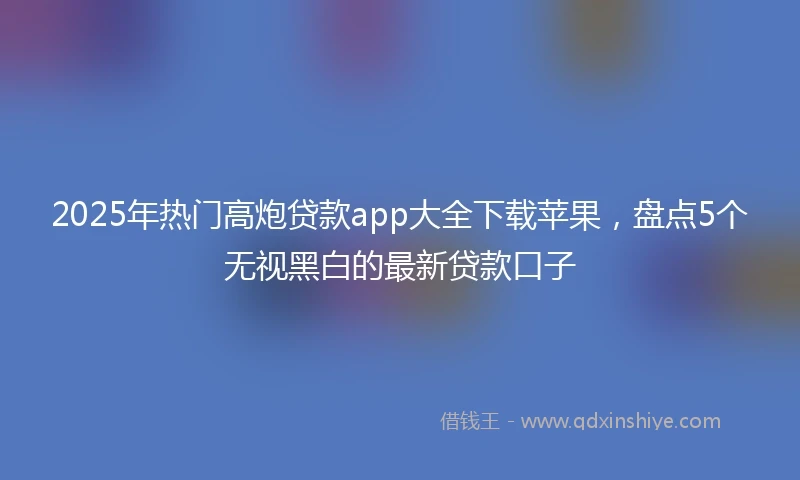 2025年热门高炮贷款app大全下载苹果,盘点5个无视黑白的最新贷款口子