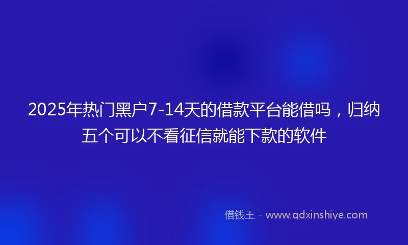 2025年热门黑户7-14天的借款平台能借吗，归纳五个可以不看征信就能下款的软件