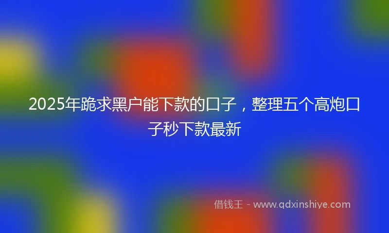 2025年跪求黑户能下款的口子，整理五个高炮口子秒下款最新