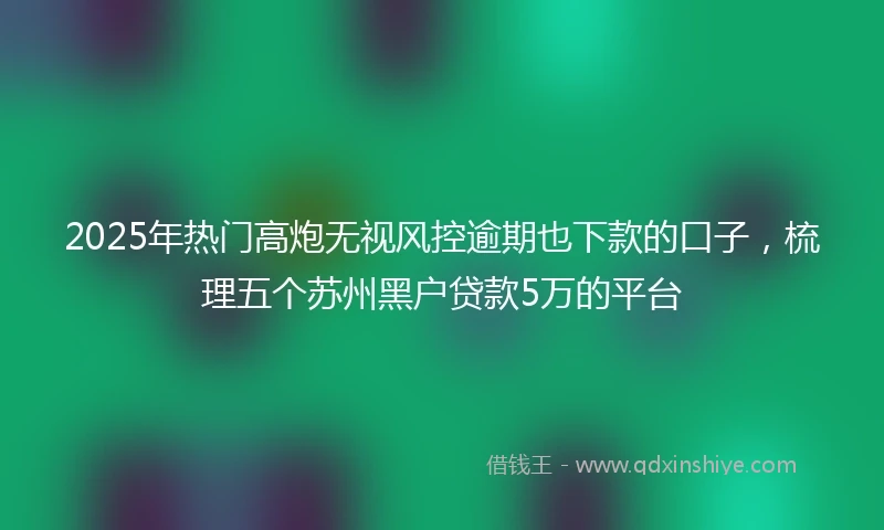2025年热门高炮无视风控逾期也下款的口子，梳理五个苏州黑户贷款5万的平台