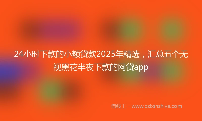 24小时下款的小额贷款2025年精选，汇总五个无视黑花半夜下款的网贷app
