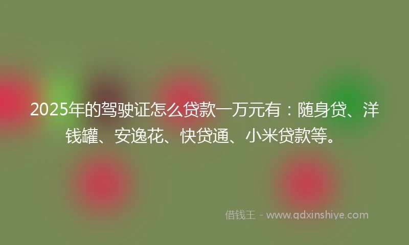 2025年的驾驶证怎么贷款一万元有：随身贷、洋钱罐、安逸花、快贷通、小米贷款等。