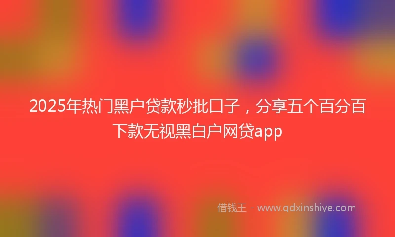2025年热门黑户贷款秒批口子，分享五个百分百下款无视黑白户网贷app