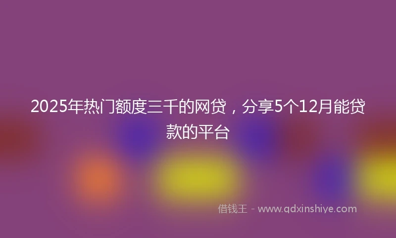 2025年热门额度三千的网贷，分享5个12月能贷款的平台