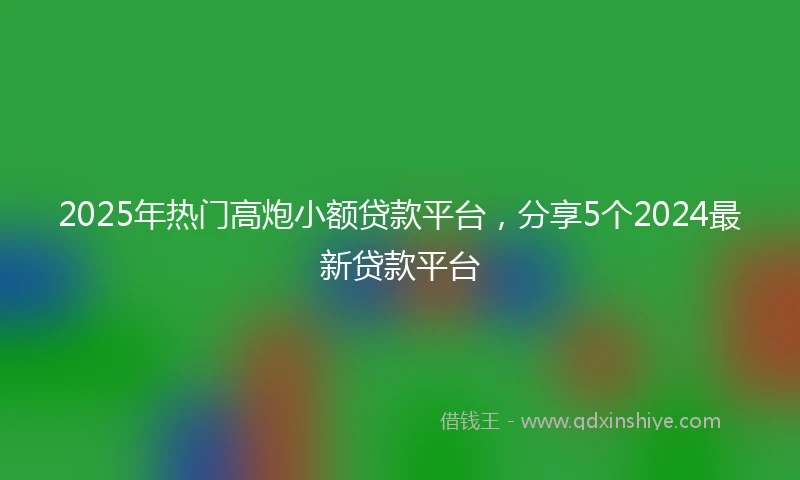 2025年热门高炮小额贷款平台，分享5个2024最新贷款平台